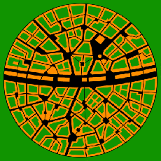 Plan of a carfree district, downloaded from http://www.carfree.com/district.html 4 February 2008